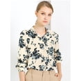thumbnail image 2 of INSPIRE CHIC Blusa Floral Con Botones Mangas Largas Trabajo Oficina Para Mujer Beige S, 2 of 6