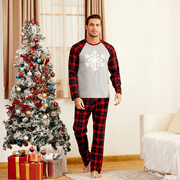 Pudcoco Parents Children's Suits Christmas Snowflake Printed Plaid Red Pajamas Romper Kids Baby