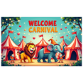 thumbnail image 5 of Carnival Themed Welcome Banner Party Backdrop Festive Lion Elephant Tent Decor Colorful Decorations for Celebration Event Photo Prop Fun Background, 5 of 8