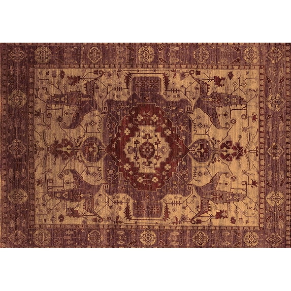 Ahgly Company Indoor Rectangle Oriental Orange Industrial Area Rugs, 6' x 9'