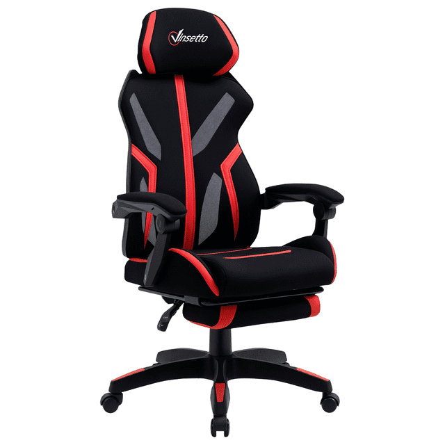 Ergonomic Racing Gaming Chair - Red & Black Mesh Computer Chair with Footrest, Adjustable Height, 25.5" Swivel Office Chair for Home & Gaming