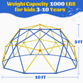 thumbnail image 3 of Enyopro 10FT Outdoor Climbing Dome, Kids Dome Climber Playground Equipment with 1000 lb Capacity, Rust Resistant Steel Frame for Ages 3-10, Blue & Yellow, 3 of 9