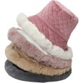 thumbnail image 3 of CoCopeaunt Women Thick Plush Bucket Hat Winter Fuzzy Casual Trendy Corduroy Fisherman Cap, 3 of 3