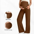 thumbnail image 2 of QQAMB Maternity Dress Yoga Pants with Pockets Over The Belly Stretchy Work Slack Pregnancy Wide Leg Lounge Trousers Coffee M, 2 of 7