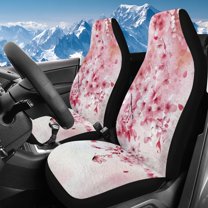 Uorisanigo Car Front Seat Cover Set High-Back Seat Cushion Set of 2, Stretchy Pink Cherry Blossom Bucket Seats Covers Breathable Car Interior Decor for Most Cars,Trucks,SUVs,Vans