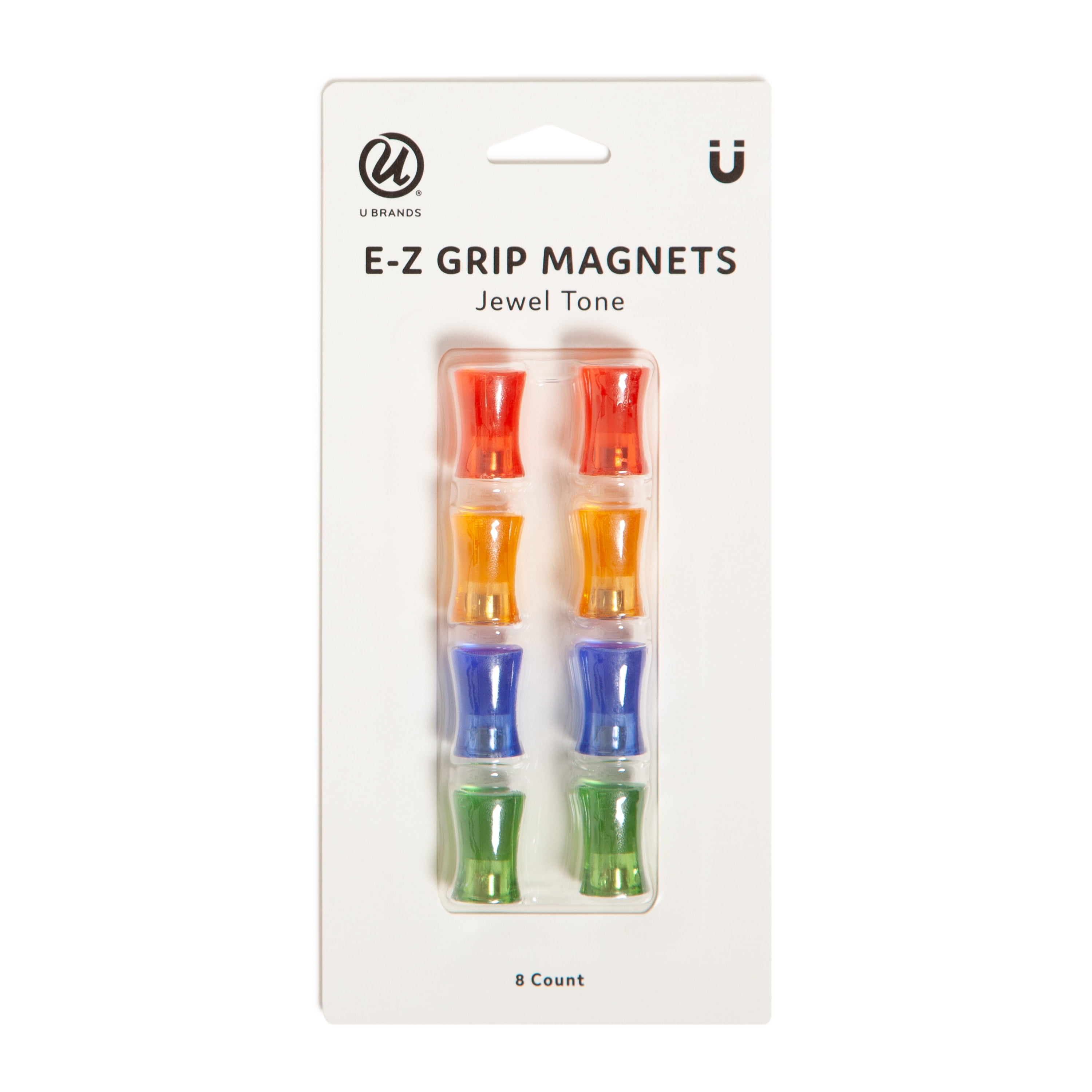 U Brands E-Z Grip Magnets for Whiteboard, 8 Count, Assorted Colors, 5757U