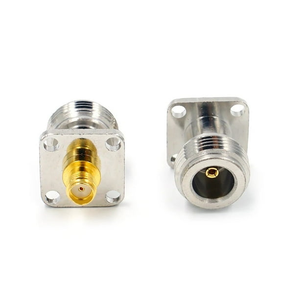Flange Mount Type N Female Jack to SMA Female Jack RF Panel Connector 4 Hole