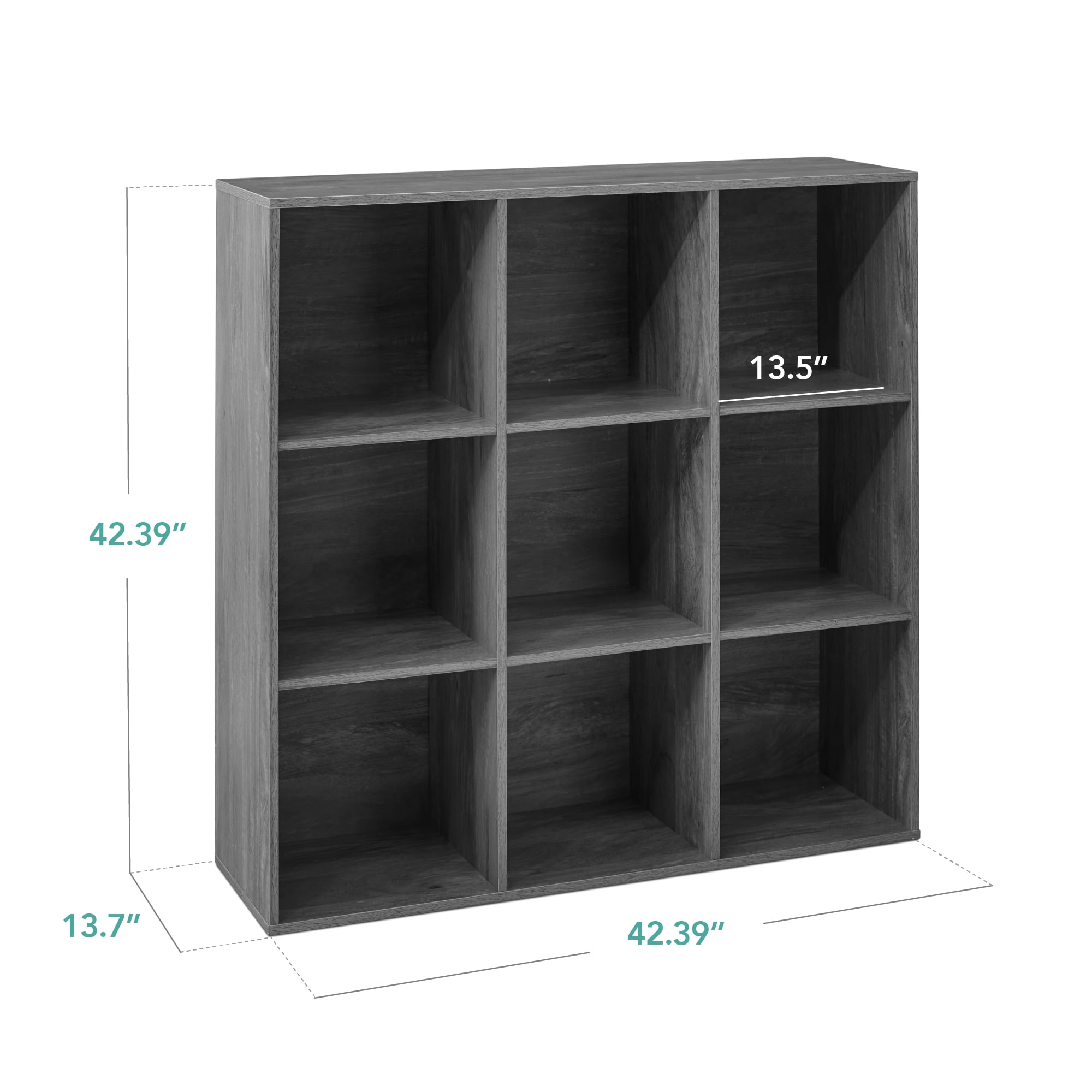 Best Choice Products 9-Cube Bookshelf, 13.5in Display Storage System, Organizer w/ Removable Back Panels - Dark Gray