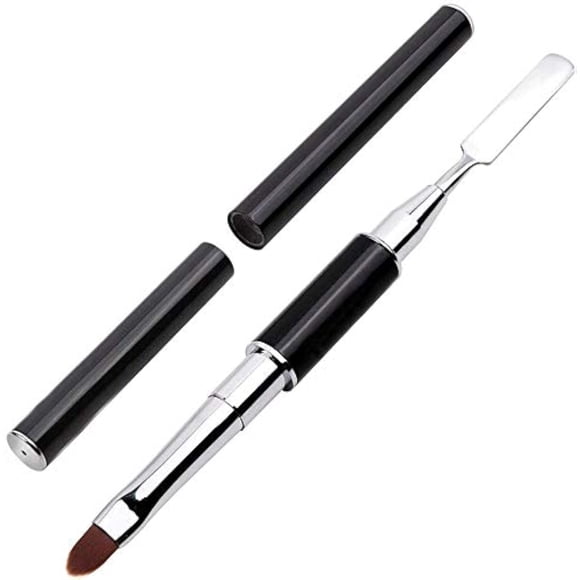 Herramienta de uñas de poligel de doble extremo, acero inoxidable, para extensiones de uñas (Negro)