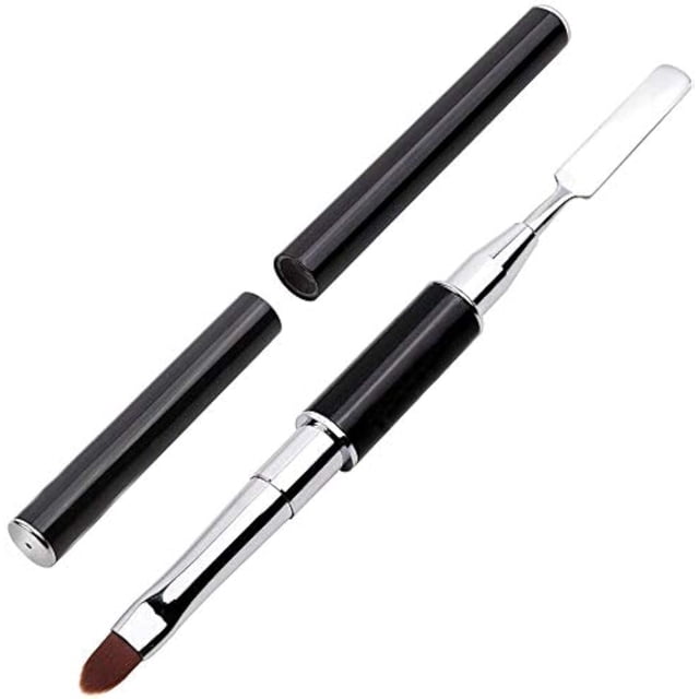 Herramienta de uñas de poligel de doble extremo, acero inoxidable, para extensiones de uñas (Negro)
