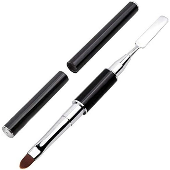 PayPie Dual-Ended Polygel Brush & Picker Brush tool, 2 in 1 Stainless Steel Designs Polygel Nail Brushes Gel Nail Tool for PolyGel Gel Acrylic Nails Extension (Black)