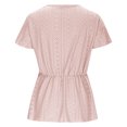 thumbnail image 6 of Fartey Womens Lace V Neck T Shirts Lightweight Breathable Eyelet Tunic Tops Loose Flowy Flounce Short Sleeve Summer Solid Color Casual Blouse Pink S-XL, 6 of 9