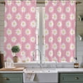 thumbnail image 2 of White Pink Daisy Kitchen Curtains, Spring Summer Floral Botanical Light Filtering Window Curtain Panels, 2Pcs Rod Pocket Window Treatments Set for Living Room Bathroom Bedroom 42x63 Inches, 2 of 9