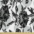 thumbnail image 1 of Monochrome Fabric by the Yard, Peonies Illustrated with Greyscale Blobs on the Background, Decorative Upholstery Fabric for Sofas and Home Accents, 3 Yards, Pale Grey Charcoal Grey by Ambesonne, 1 of 4