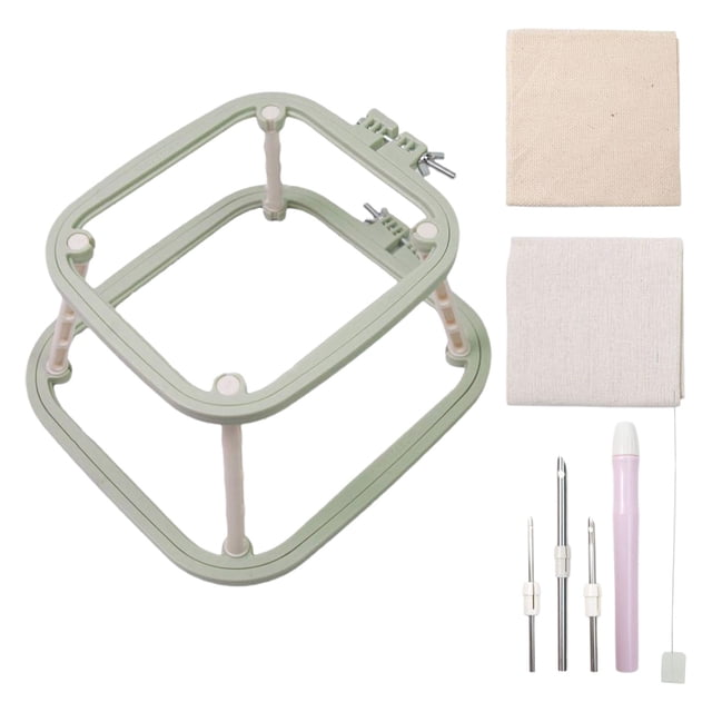 Luzkey Desktop Embroidery Frame Tools Reusable Accessories Cross Stitch Frame with s Replacement Needles for Crafts Set C