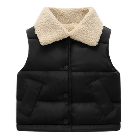 

Qazqa Toddler Boys Girls Solid Winter Button Coat Jacket Vest Thicken Warm Outwear