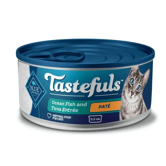 Blue Buffalo Tastefuls Wet Cat Food Pate, Ocean Fish and Tuna Entree, 5.5-oz Can