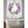 thumbnail image 5 of Purple Rose Sheer Curtains 72 Inch Length 2 Panels Set, Spring Flower Watercolor Modern Floral Leaf Voile Window Treatment Rod Pocket Curtains Sheers Drapes for Bedroom/Living Room/Kitchen 52"x72"x2, 5 of 7