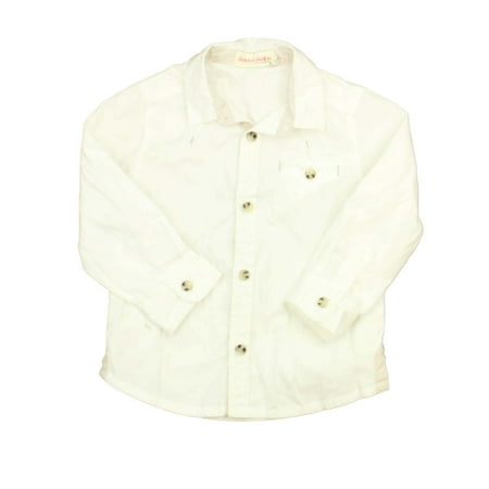 

Pre-owned Deux par deux Boys White Button Down Long Sleeve size: 24 Months