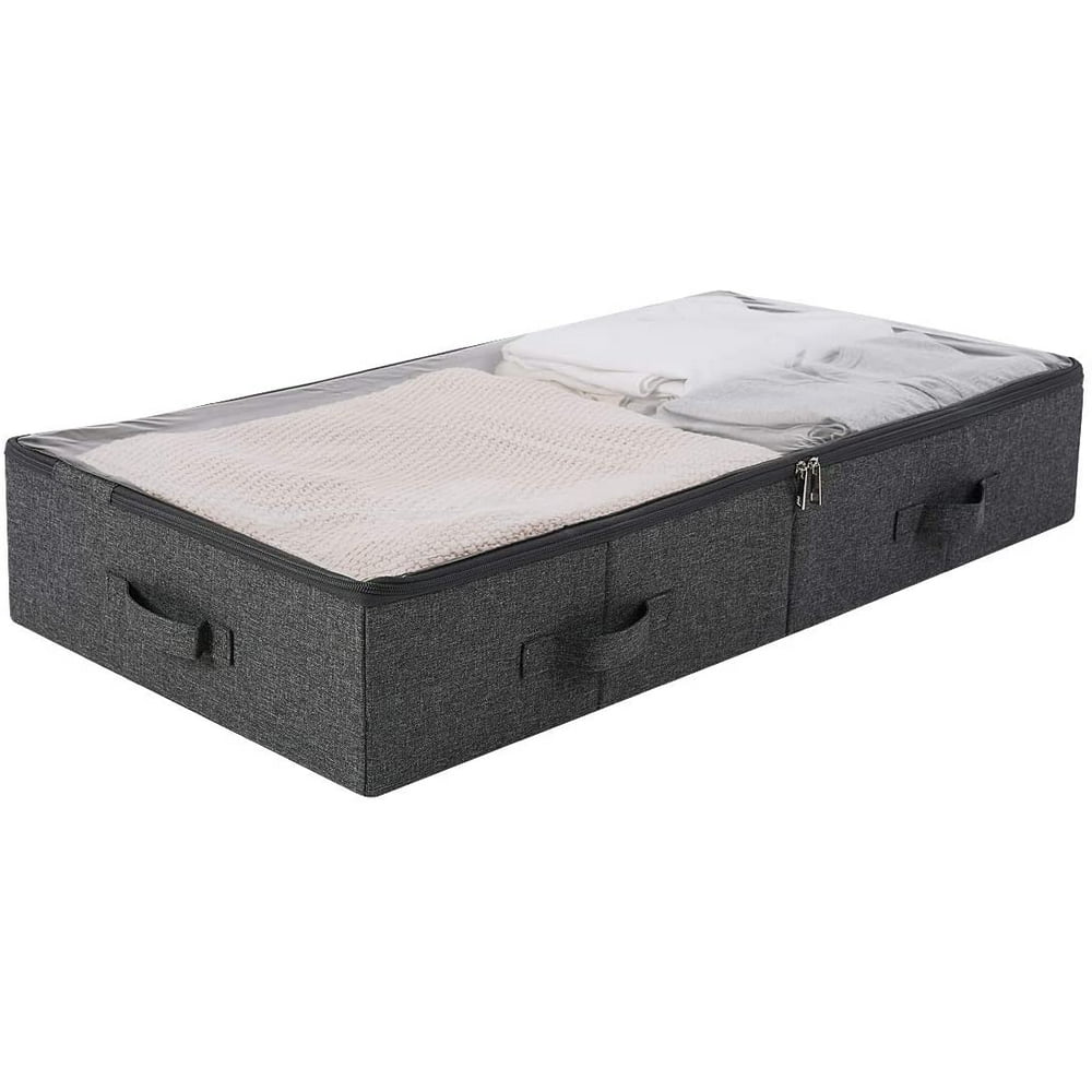 Rigid Under bed Compact Containers with Clear Zip lid, label Pocket and