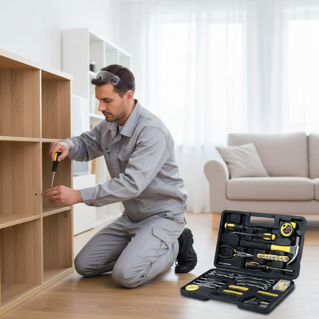 HSIAOLIN 148-Piece Household Tool Kit with Yellow Toolbox photo 4