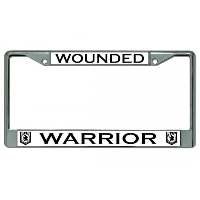 Wounded Warrior Chrome License Plate Frame