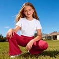 thumbnail image 6 of BFHHYA Girls Stretch Bell Bottoms Flare Pants Ruffle Bootcut Leggings Casual Cotton High Waist Pants for Girls Size 4-16 Years, 6 of 8