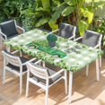 thumbnail image 2 of St. Patrick's Day Table Cloths for 5 Foot Rectangle Tables, Green Shamrocks Truck Country Buffalo Plaid Patio Waterproof Elastic Fitted Tablecloths, Washable Rectangular Table Cover for Camping, 2 of 8