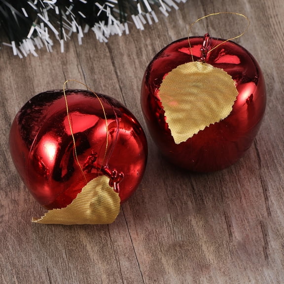KONTONTY Christmas Red Plastic Ornaments Hanging Decorations for Indoor Use, Set of 12 Festive Holiday Decor