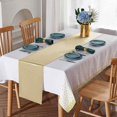thumbnail image 3 of MesaSe 1 Pack Plastic Table Cloth Cover + 1 Pack Satin Table Runner for Parties  Disposable Tablecloth for Rectangle Tables  Birthday Wedding Graduation Mather Valentine‘s Day Christmas P, 3 of 7