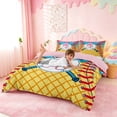 thumbnail image 3 of meiyoeat Boys Baseball Ball Games Duvet Cover Set,Watercolor Ice Cream Monogram A Print Bedding Full For Kids,pink Reversible,3 Pieces(No Comforter), 3 of 6