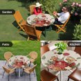 thumbnail image 4 of Christmas Gingerbread Round Tablecloth for 36-44 Inch Tables,Fitted Table Cover with Elastic Edge,Winter Xmas Ball Candy Pine Leaf Beige Waterproof Outdoor Table Cloth Protector for Patio Dinner, 4 of 9
