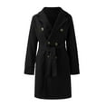 thumbnail image 3 of Womens Fit Mid Long Double Coat Lapel Jacket Overcoat Outwear Trench Windbreaker Women Cute Winter Coat Warm Clothes for Women plus Size Women Long Coats Zip up Wool Coat Women Womens Rain Coat plus, 3 of 4