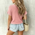 thumbnail image 3 of Jalioing Girls Cute Tops Ruffle Trim Short Sleeve Round Neck Summer Shirts Big Girls Solid Color Bowtie T Shirt 3-14 Years, 3 of 7