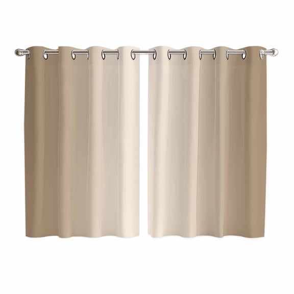 Beige Ombre Kitchen Curtains 72 Inch Length, Modern Gradient Abstract Art Grommet Top Bedroom Living Room Curtains, Light Filtering Cafe Curtain Drapes 2 Panels Set 104''x72''
