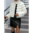 thumbnail image 6 of Women'S Faux Fur Jacket Short Puffy Long Sleeve Coat Winter Warm Furry Coat White S, 6 of 10