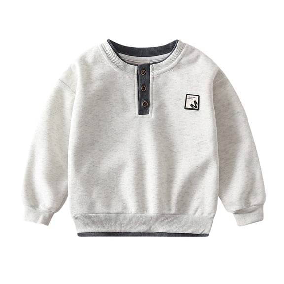 KyCheLot Boys Sweatshirts Color Block Crewneck Long Sleeve Pullover Top Spring Cotton Shirts 2-10 Years