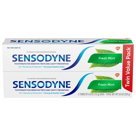 Sensodyne Cavity Prevention Sensitive Toothpaste, Fresh Mint, 4 oz, 2 Pack
