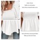 thumbnail image 5 of Camiseta informal de tela jacquard de verano con ribete de volantes y mangas cortas fruncidas para mujer Blanco L, 5 of 6