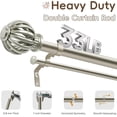 thumbnail image 4 of Double Curtain Rods 72-144 Inch - 1 Inch Heavy Duty Telescoping Window Curtain Rod Set in Brushed Nickel, Decorative Cage Finials for Living Room and Bedroom, 4 of 8