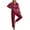 Red, variant on DAKIMOE Sleepwear Womens Silky Satin Pajamas Set Long Sleeve Nightwear Loungewear, Wine Red, S