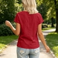 thumbnail image 6 of FchengtaiS Women's Short Sleeve Business Casual Shirts Elegant Knot Neckline Tops Summer Cotton Linen Blouse, 6 of 7