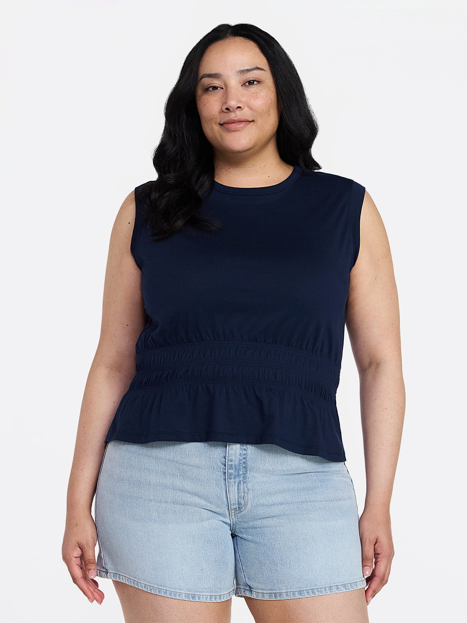 Time and Tru Women's Cotton Peplum Tank Top, Sizes XS-XXXL