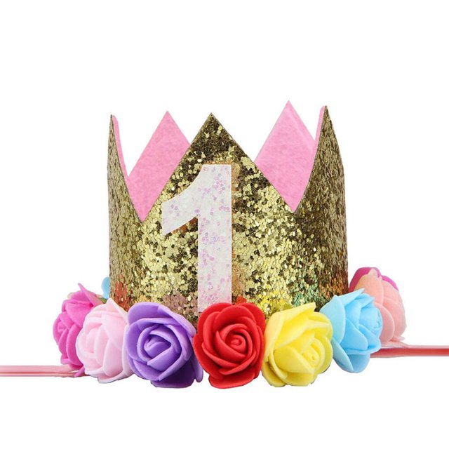 Sombrero de fiesta de cumpleaños para bebé, diadema de corona de princesa, decoraciones de cumpleaños de 1, 2 y 3 años, suministros de fiesta para niños, gran oferta, 1 unidad