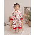 thumbnail image 3 of RUINIXCW Kids Toddler Baby Girl Christmas Silk Stain Pajamas Set Girls Fall Winter PJS Set Sleepwear Gingerbread Man Print Long Sleeve Button Down Shirt and Pants Set Loungewear Homewear 1-7 Years, 3 of 9