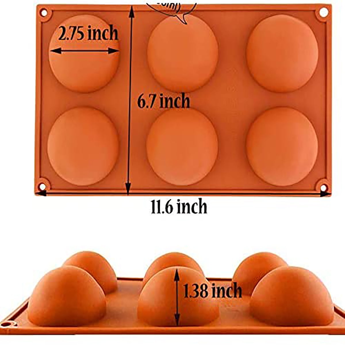 Kepooman 2 Pcs Non-stick Chocolate Silicone Mold with 2.75" Rebound Large Circle Holes Thick for Baking
