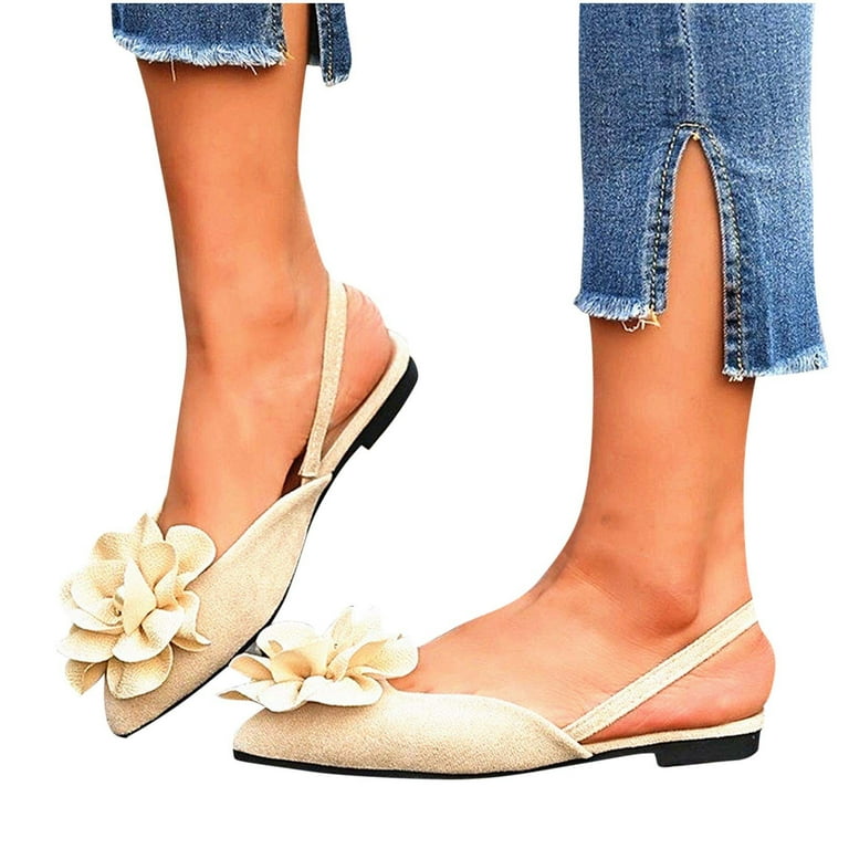 sachin and babi light blue dress Pointed Toe Slingback Flats Women Elegant Dress Sandals Comfort Dressy  Flower Slip On Flat Light Weight Ballet Shoes