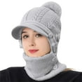 thumbnail image 3 of Tanhomme Winter Ski Covers, Fleece Face-Cover Hat Neck Windproof Hooded Scarf Cold Weather Warm Face-Cover Winter Women's Knitted Pullover Ear Warm Cold Dome Pullover Hat, 3 of 6