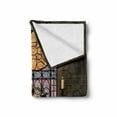 thumbnail image 2 of Gothic Soft Flannel Fleece Throw Blanket, Lectern on Pentagram Medieval Architecture Candlelight in Dark Altar, Cozy Plush for Indoor and Outdoor Use, 70" x 90", Olive Green Mustard, by Ambesonne, 2 of 6