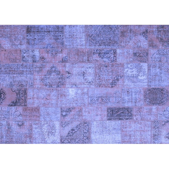 Ahgly Company Indoor Rectangle Patchwork Blue Transitional Area Rugs, 8' x 10'